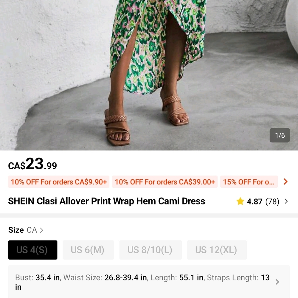 SHEIN Asymmetrical Green and Pink Dress - Picture 5 of 5